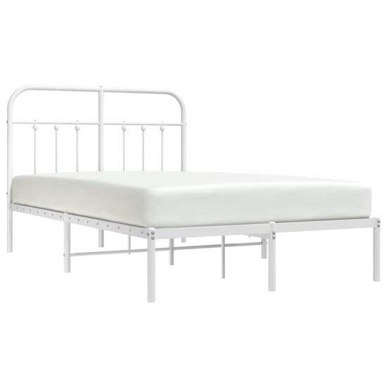 Carmel Metal Small Double Bed With Headboard In White