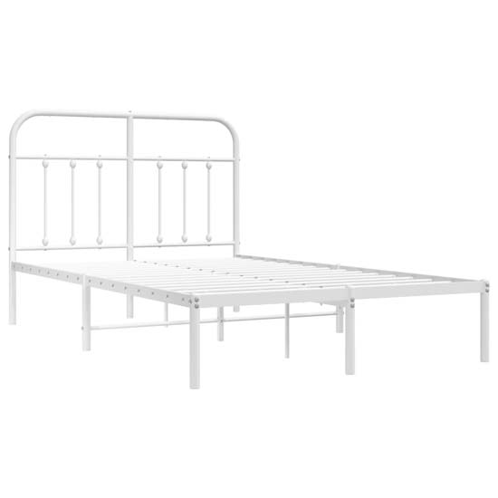 Carmel Metal Small Double Bed With Headboard In White