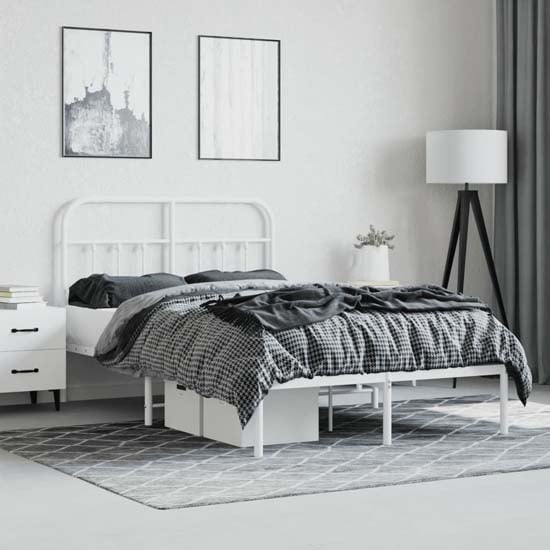 Read more about Carmel metal small double bed with headboard in white