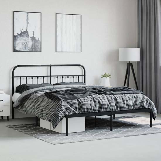 Read more about Carmel metal super king size bed with headboard in black