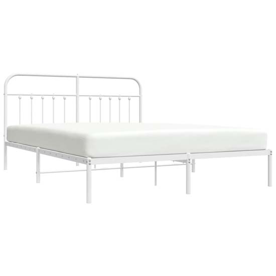 Carmel Metal Super King Size Bed With Headboard In White
