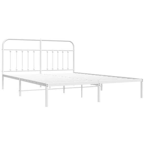 Carmel Metal Super King Size Bed With Headboard In White