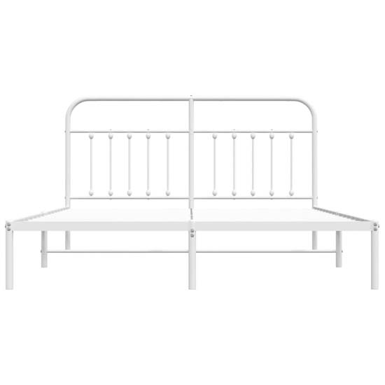 Carmel Metal Super King Size Bed With Headboard In White