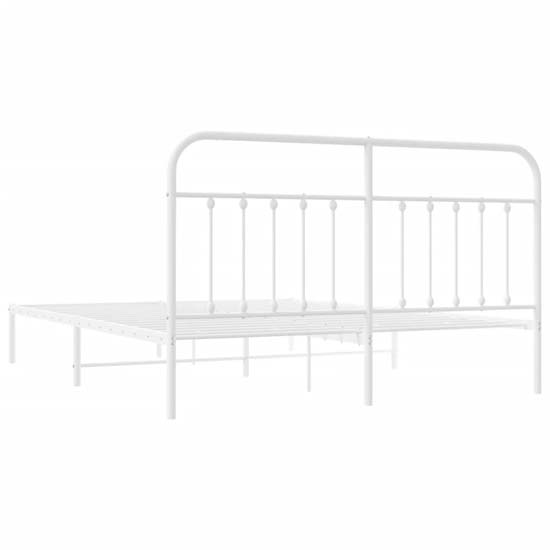 Carmel Metal Super King Size Bed With Headboard In White