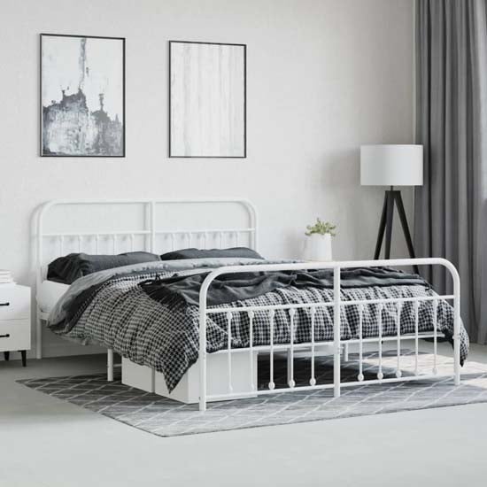 Product photograph of Carmel Metal Super King Size Bed In White from Furniture in Fashion