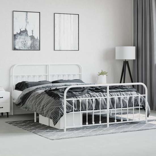 Read more about Carmel metal super king size bed in white