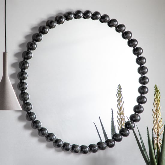 Product photograph of Carmel Round Portrait Wall Mirror In Black Frame from Furniture in Fashion