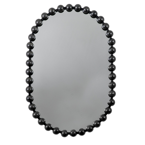 Carmel Rounded Rectangle Portrait Wall Mirror In Black Frame