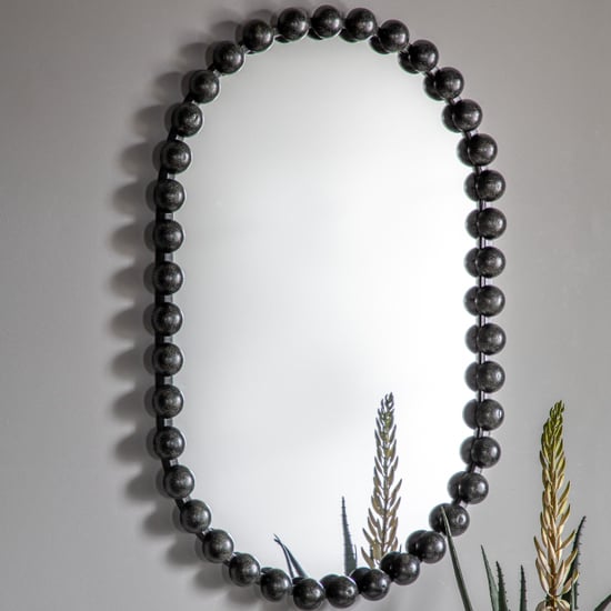 Read more about Carmel rounded rectangle portrait wall mirror in black frame