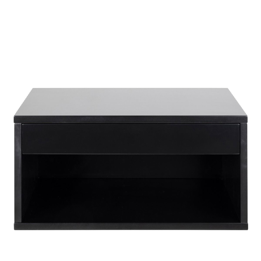 Carmel Wall Hung Wooden Bedside Cabinet With 1 Drawer In Black