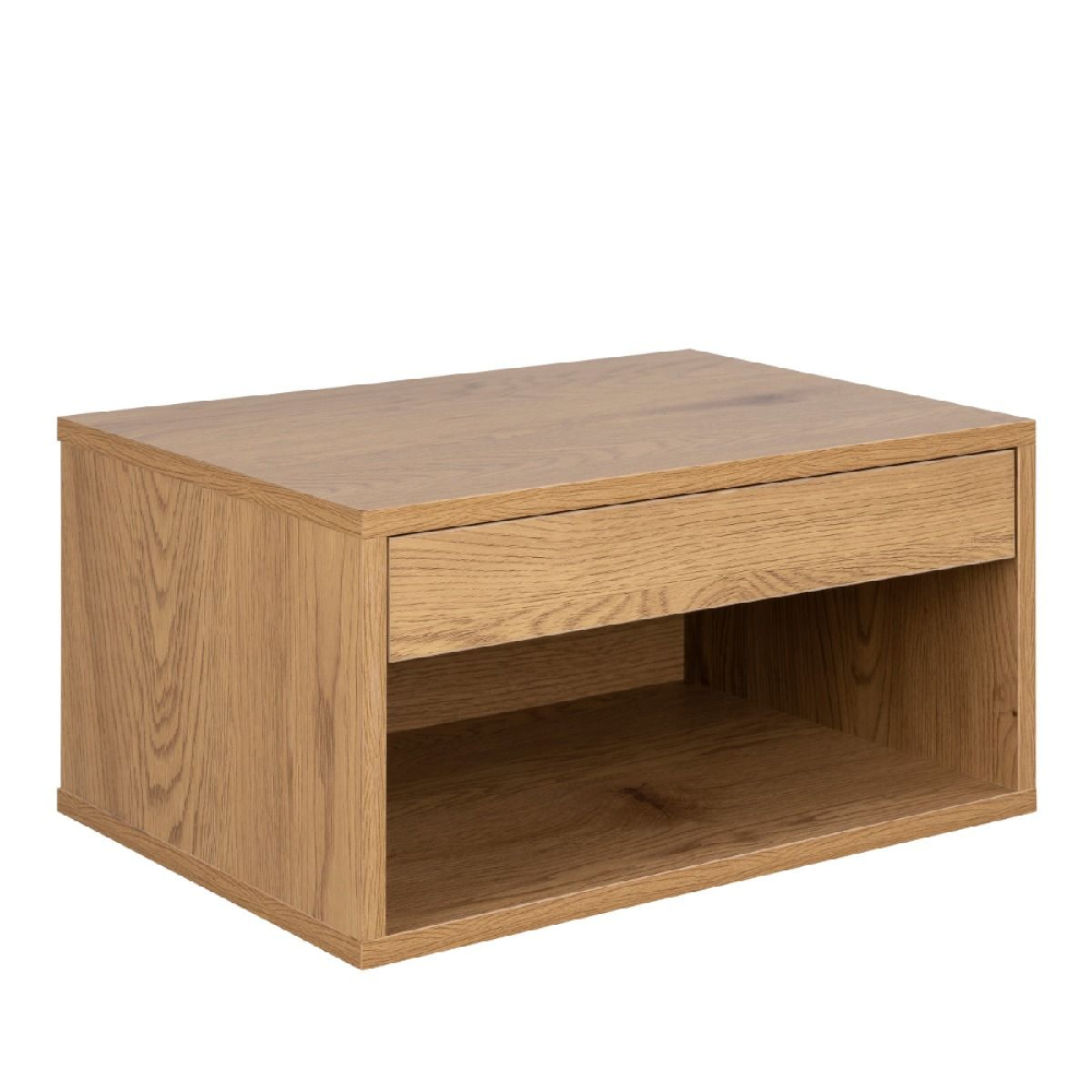 Carmel Wall Hung Wooden Bedside Cabinet With 1 Drawer In Oak