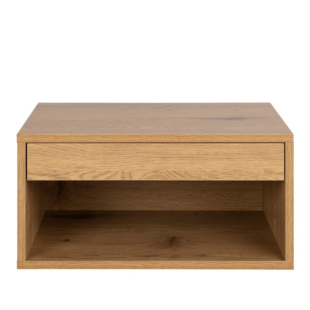 Carmel Wall Hung Wooden Bedside Cabinet With 1 Drawer In Oak