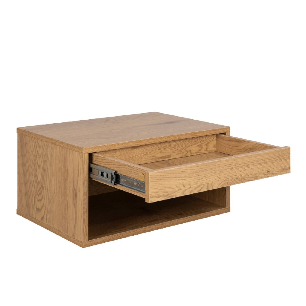 Carmel Wall Hung Wooden Bedside Cabinet With 1 Drawer In Oak