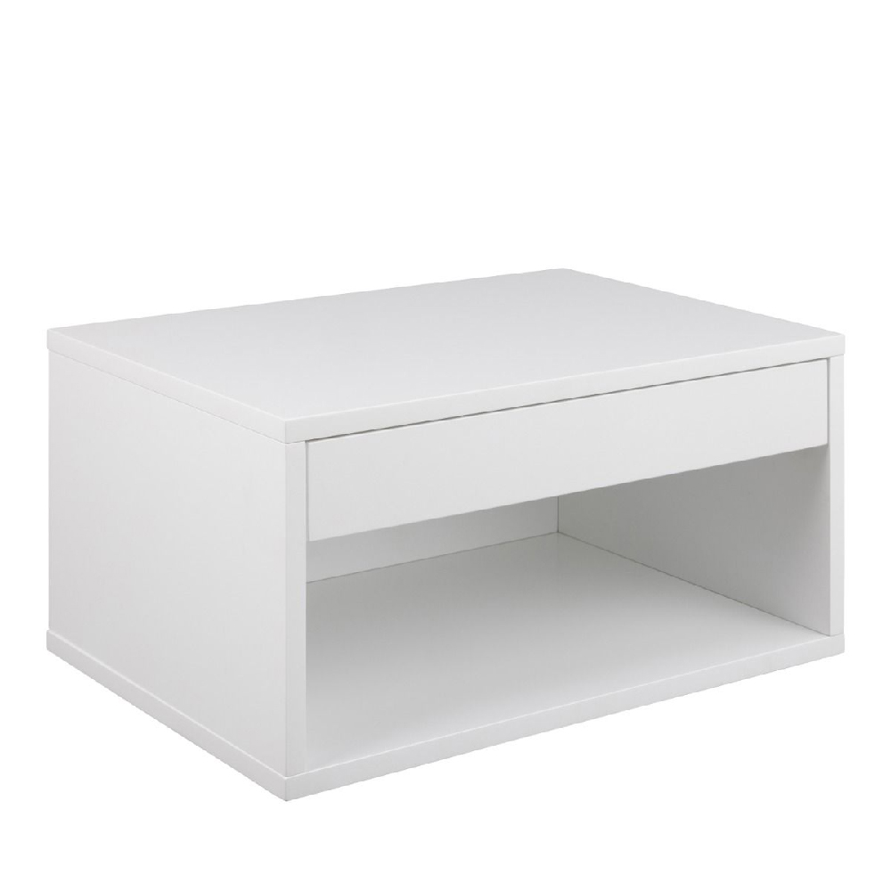 Carmel Wall Hung Wooden Bedside Cabinet With 1 Drawer In White