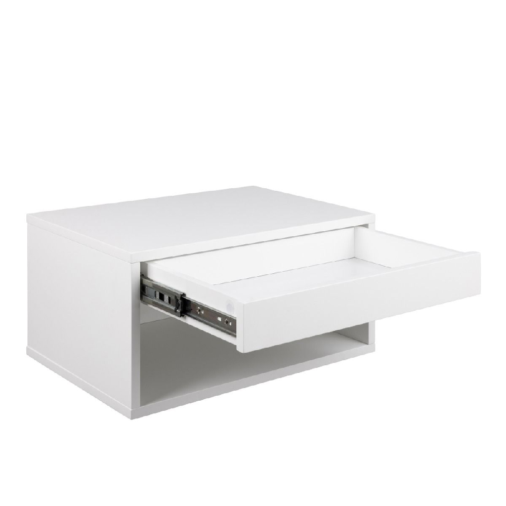 Carmel Wall Hung Wooden Bedside Cabinet With 1 Drawer In White