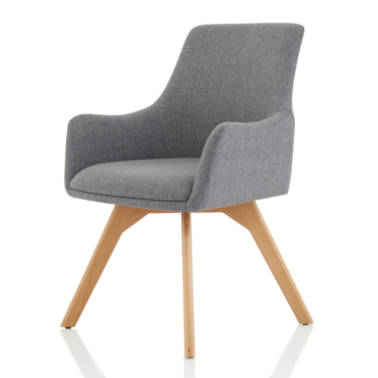 Carmen Grey Fabric Home And Office Chair With Wooden Leg