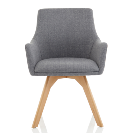 Carmen Grey Fabric Home And Office Chair With Wooden Leg