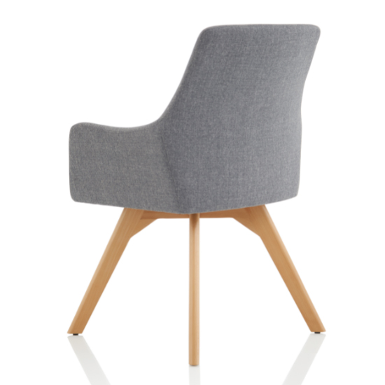 Carmen Grey Fabric Home And Office Chair With Wooden Leg
