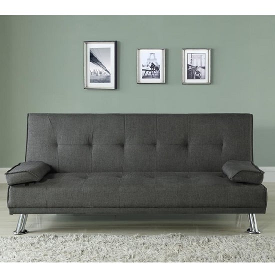 Carmen Fabric Sofa Bed In Grey With Chrome Legs_2