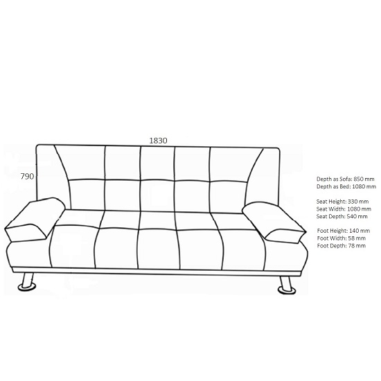 Carmen Fabric Sofa Bed In Grey With Chrome Legs_4