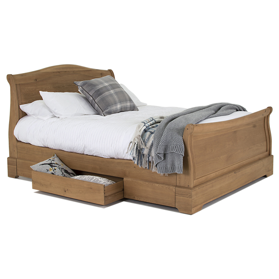 Carmen Wooden Super King Size Bed In Natural FiF