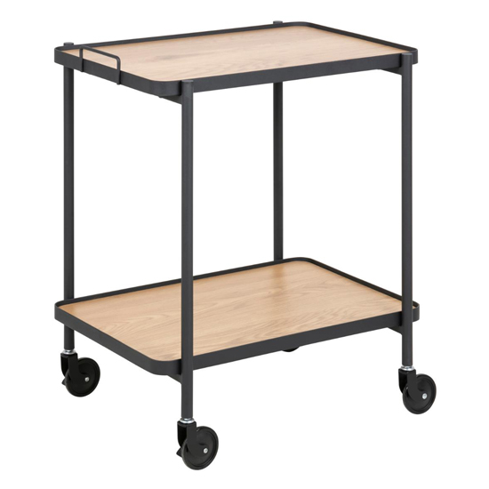 Product photograph of Carmilo Wooden Serving Trolley In Matt Wild Oak from Furniture in Fashion