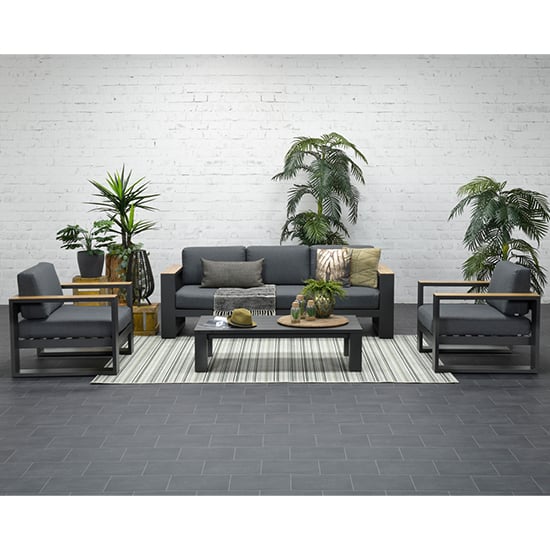 Product photograph of Carmo Fabric Lounge Set With Coffee Table In Reflex Black from Furniture in Fashion