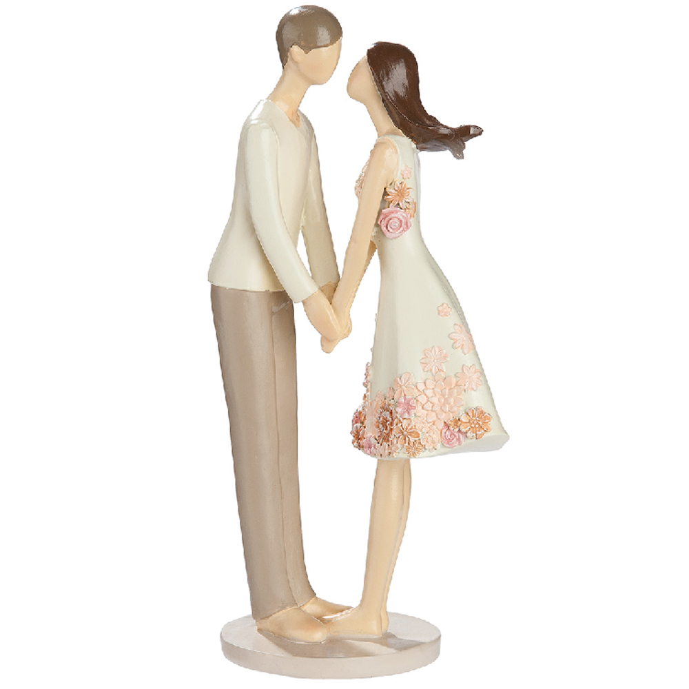 Carnation Synthetic Resin Dancing Couple Sculpture In Cream And Pink
