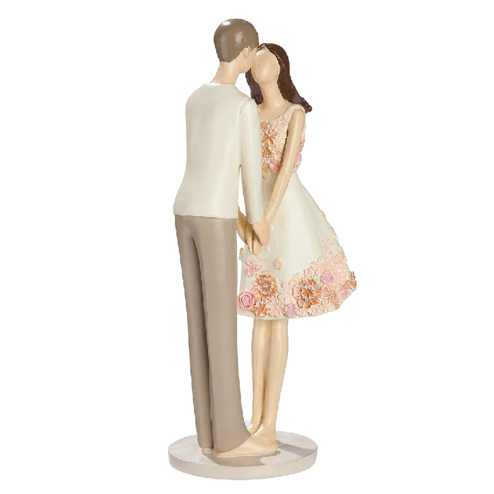 Carnation Synthetic Resin Dancing Couple Sculpture In Cream And Pink