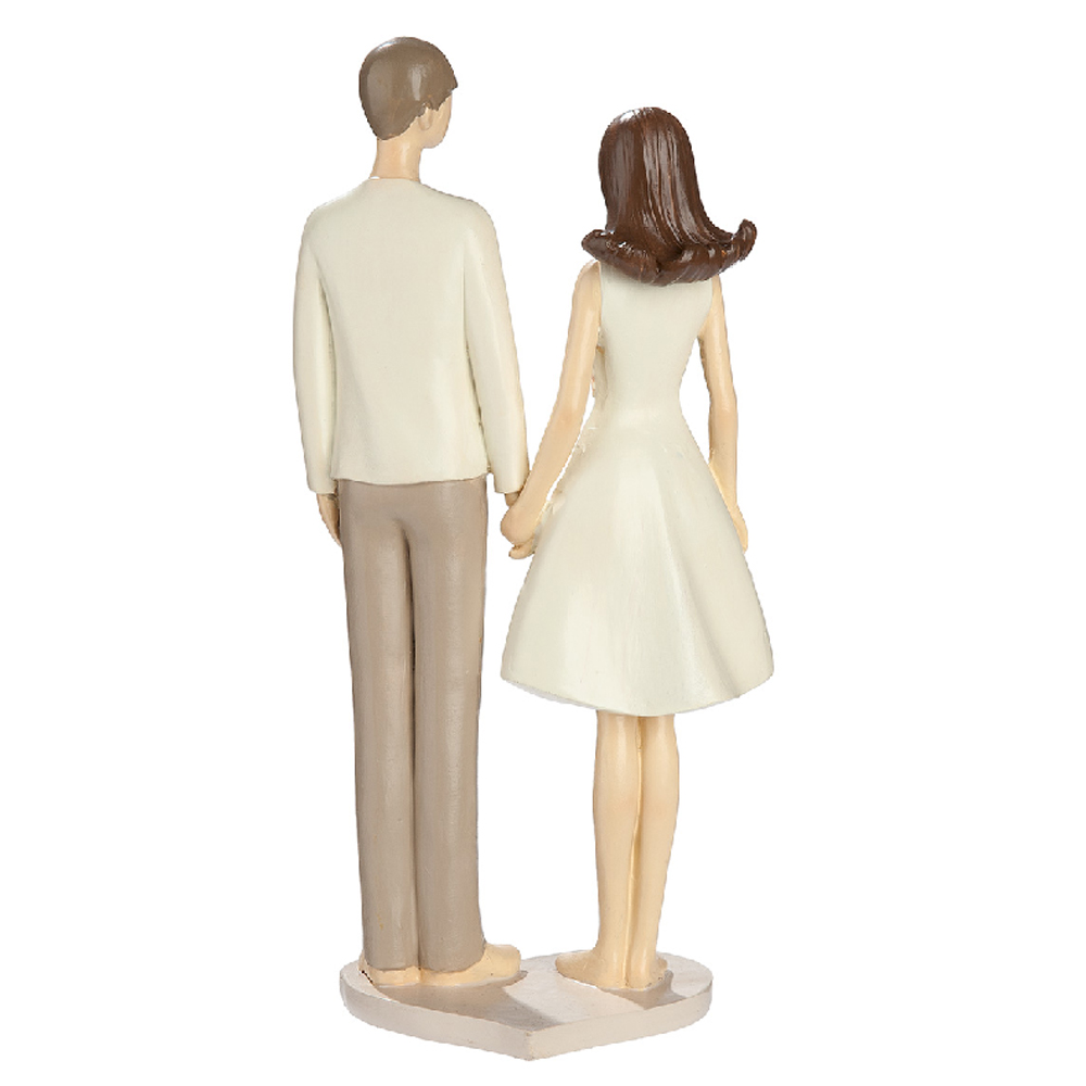 Carnation Synthetic Resin Standing Couple Sculpture In Cream And Pink