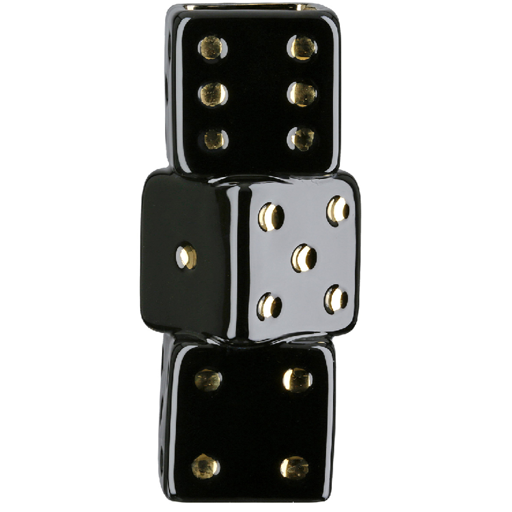 Carnation 3 Cube Ceramic Vase in Black and Gold
