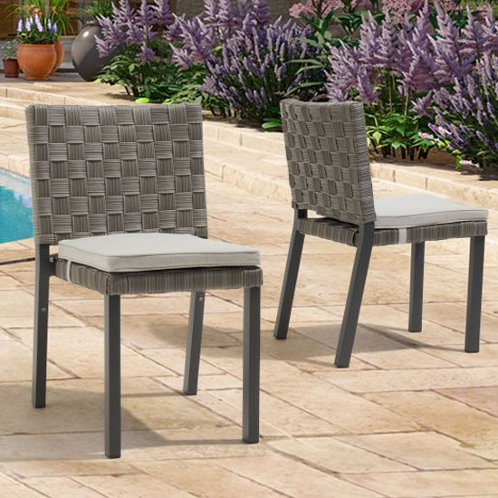 Carnation Grey Fabric Garden Dining Chair In A Pair FiF