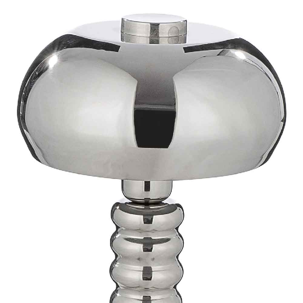 Carnation Iron Mushroom Table lamp In Shiny Silver