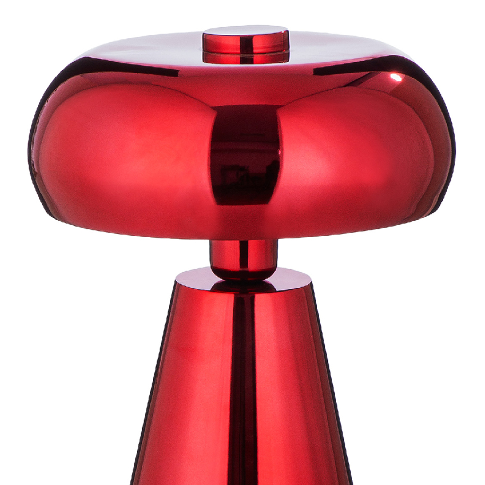 Carnation Iron Mushroom Table lamp In Shiny Red