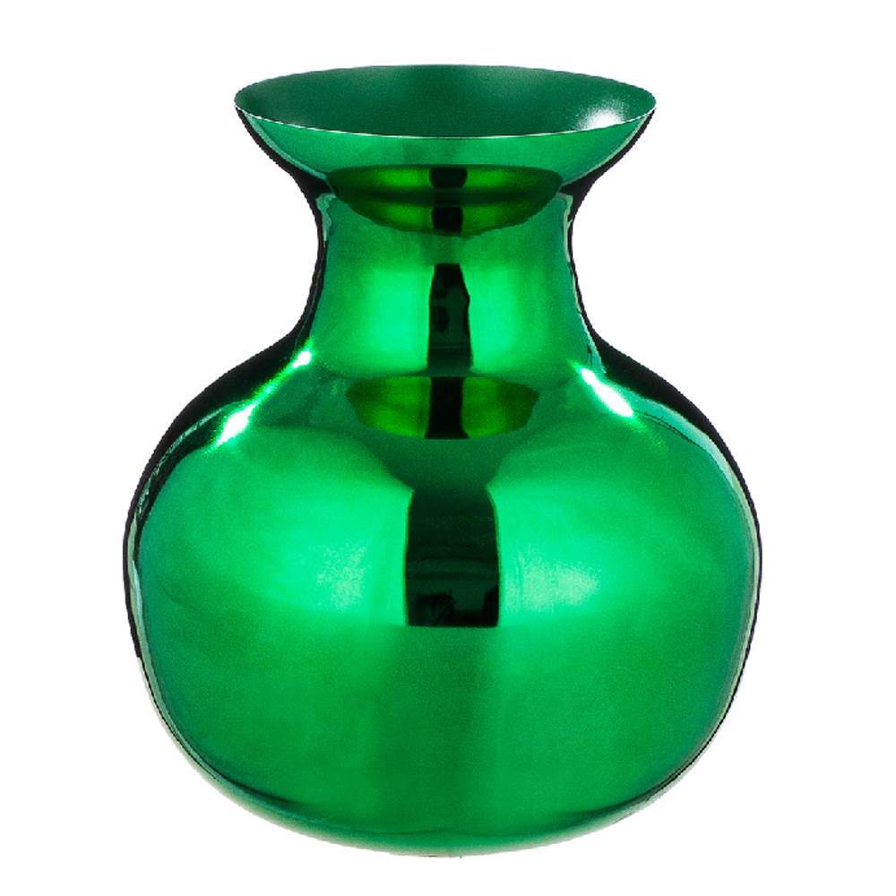 Carnation Iron Vase In Shiny Green