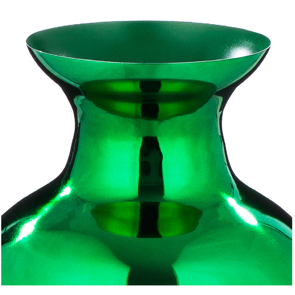 Carnation Iron Vase In Shiny Green