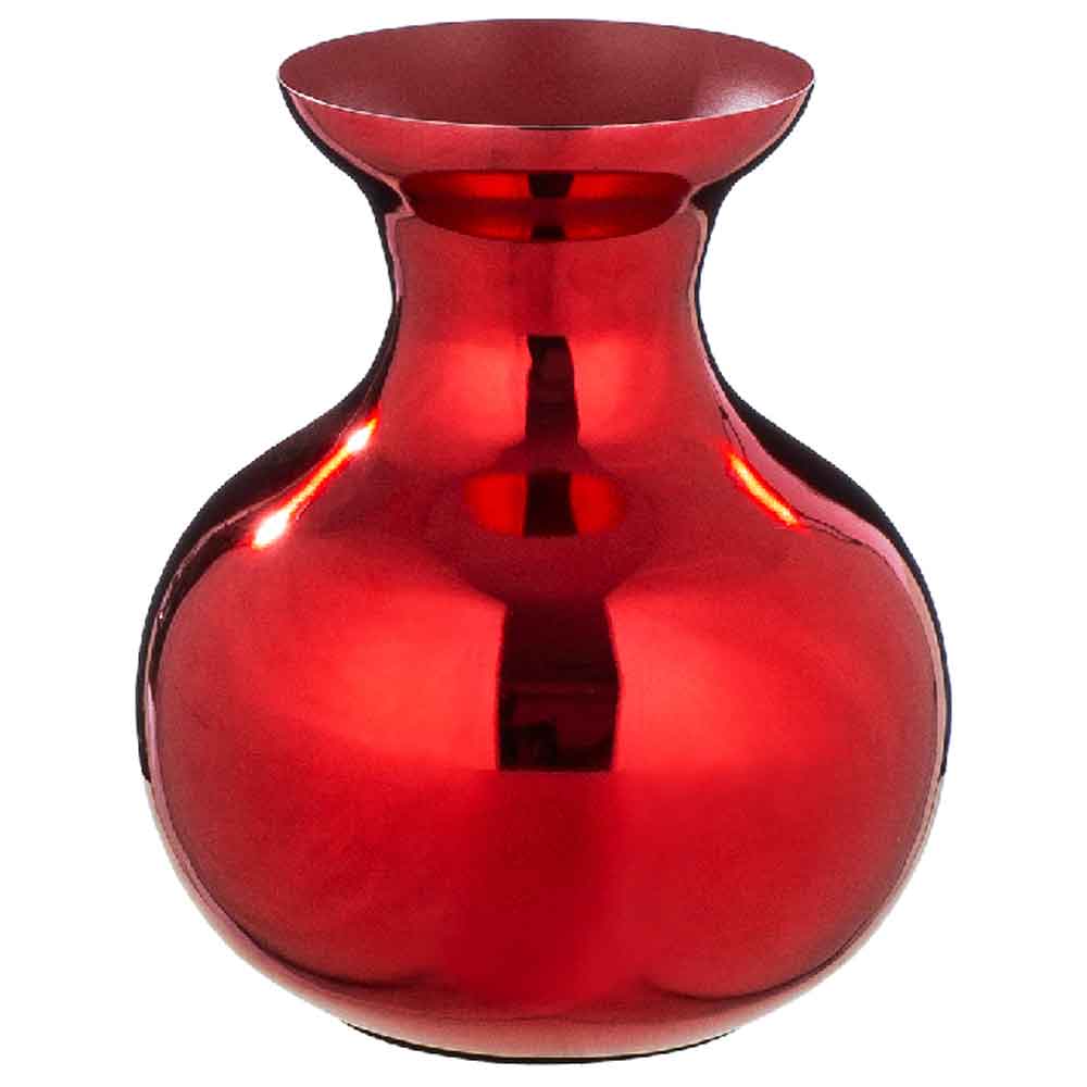 Carnation Iron Vase In Shiny Red