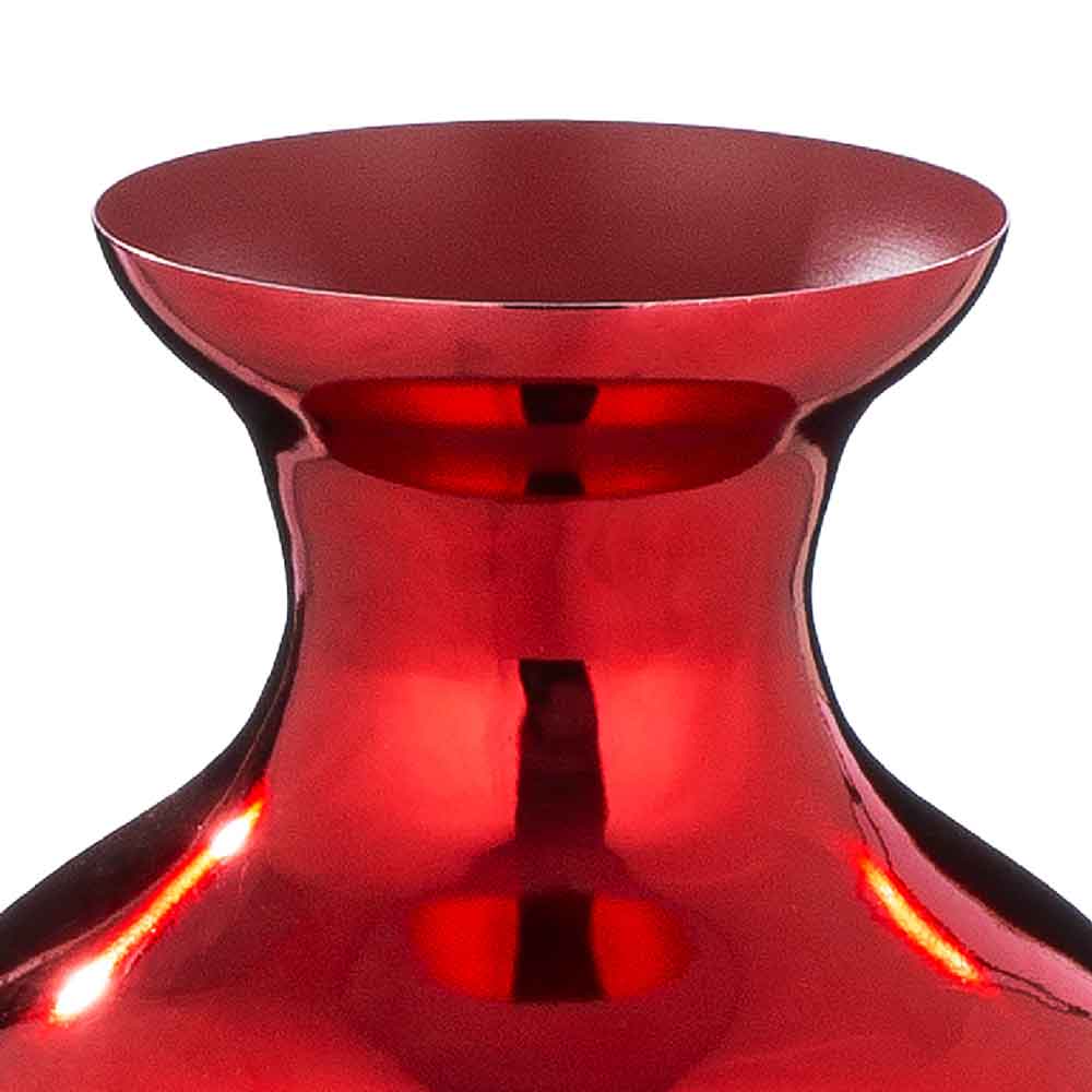 Carnation Iron Vase In Shiny Red