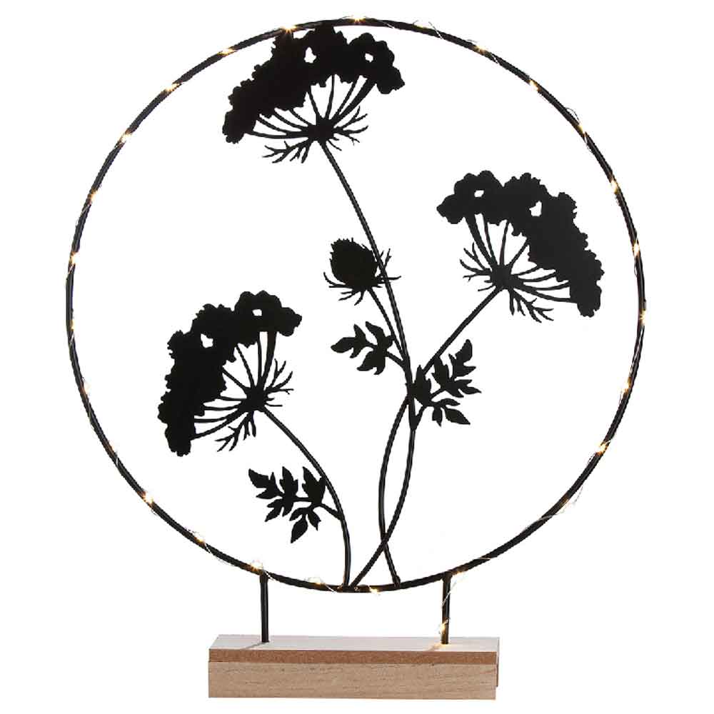 Carnation Large Metal LED Round Flower Table Lamp In Black