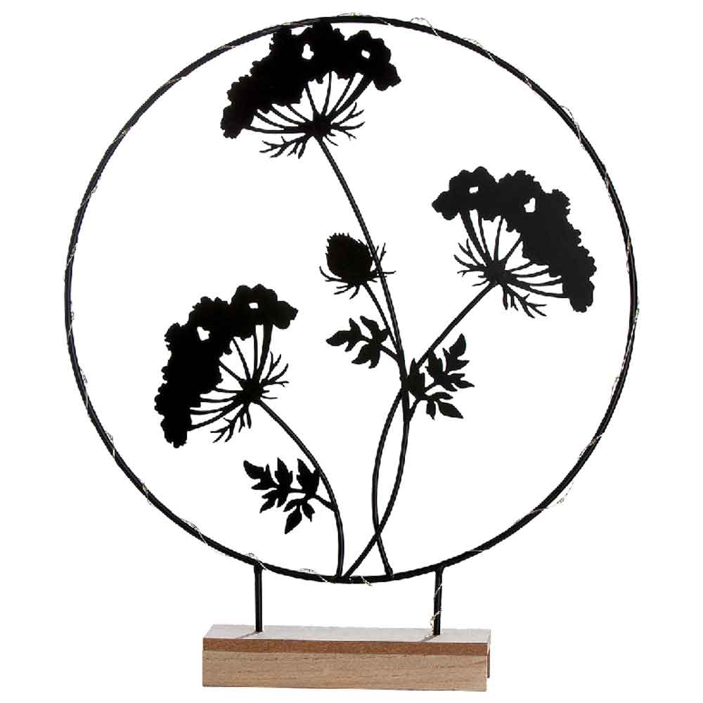 Carnation Large Metal LED Round Flower Table Lamp In Black