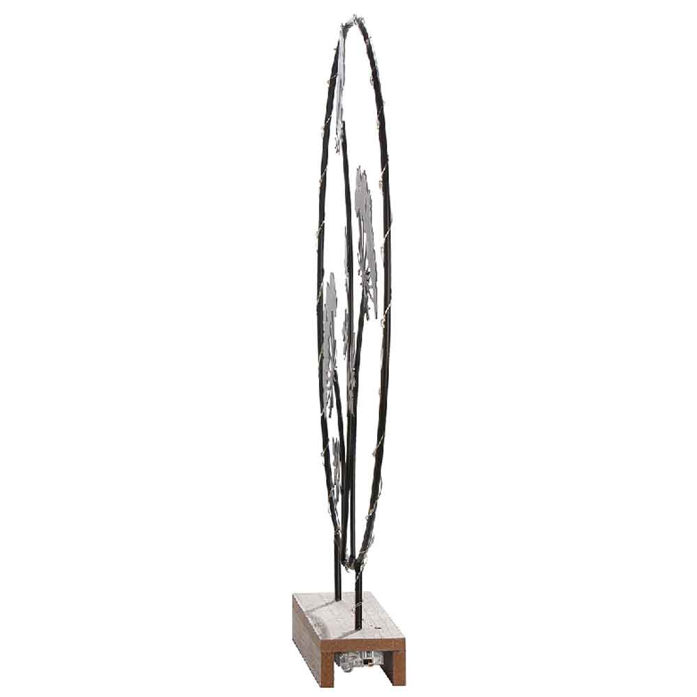 Carnation Large Metal LED Round Flower Table Lamp In Black