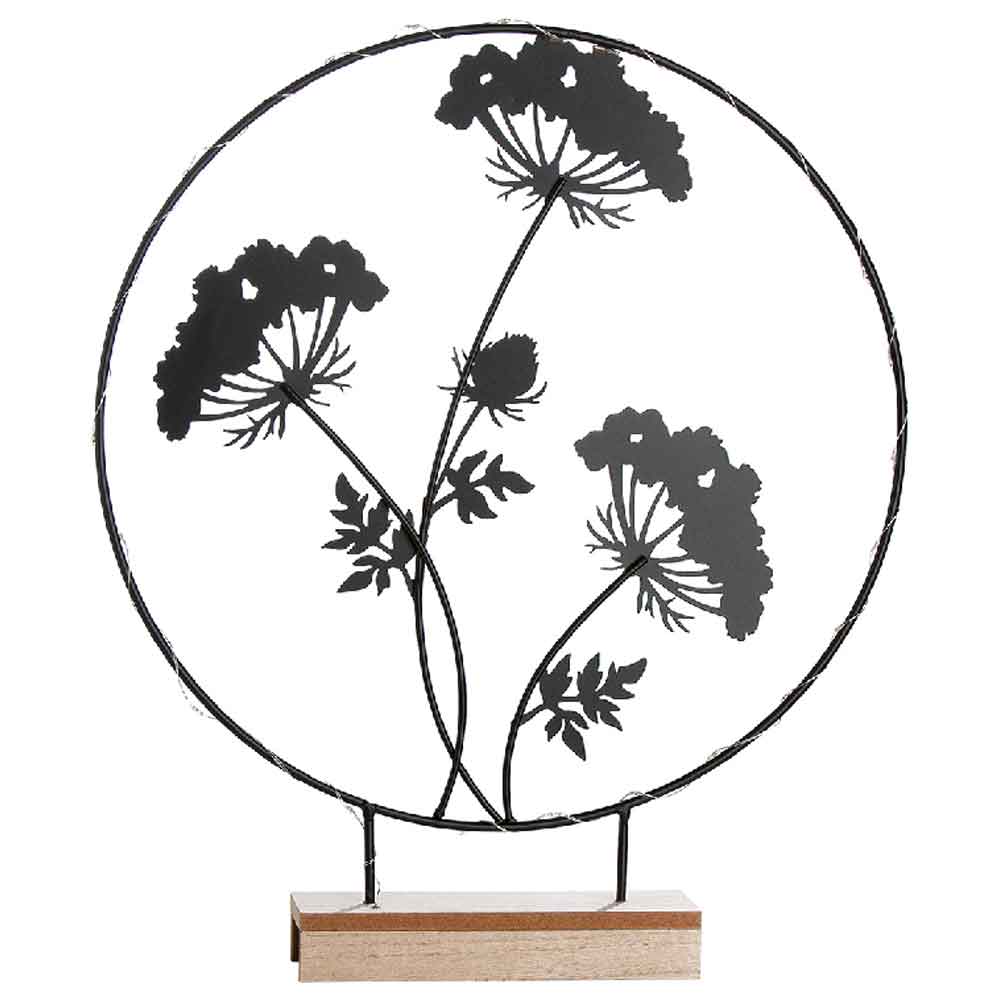 Carnation Large Metal LED Round Flower Table Lamp In Black