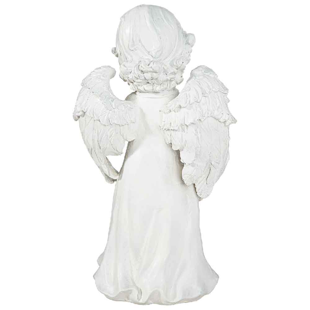 Carnation Large Poly Angel Sculpture In White