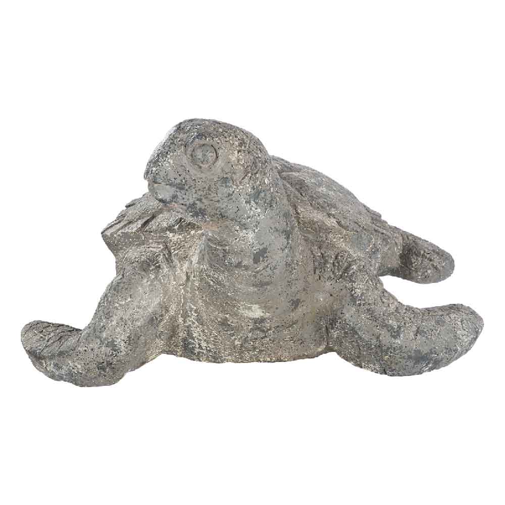 Carnation Magnesia Turtle Sculpture In Grey