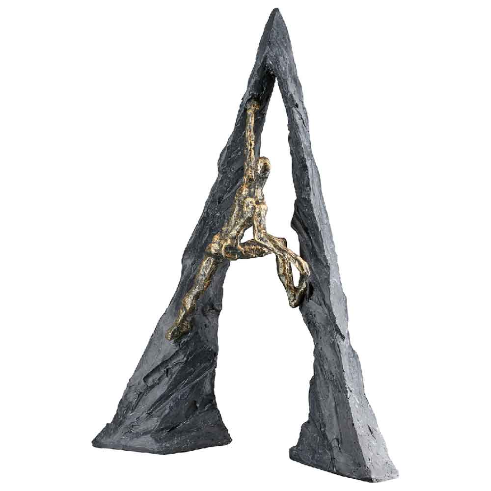 Carnation Poly Climber Person Sculpture In Bronze And Grey