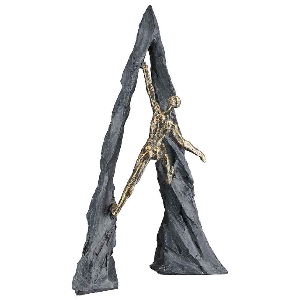 Carnation Poly Climber Person Sculpture In Bronze And Grey