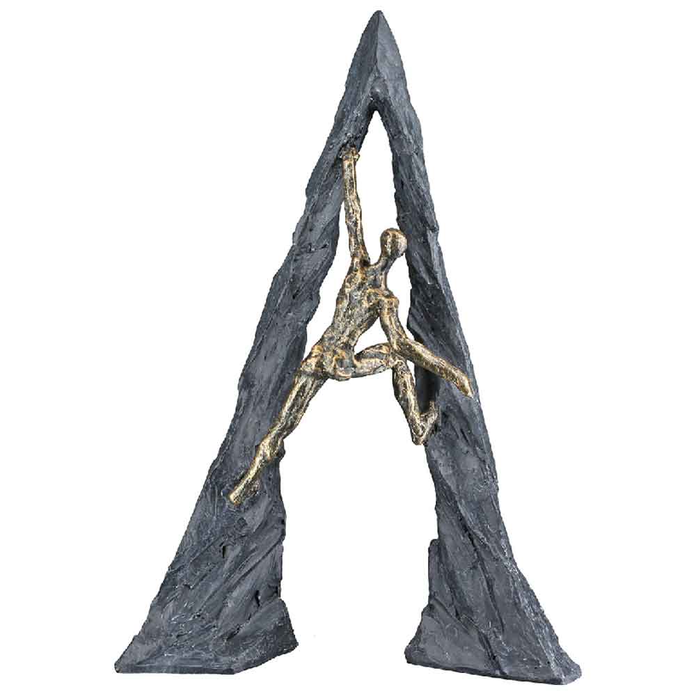 Carnation Poly Climber Person Sculpture In Bronze And Grey