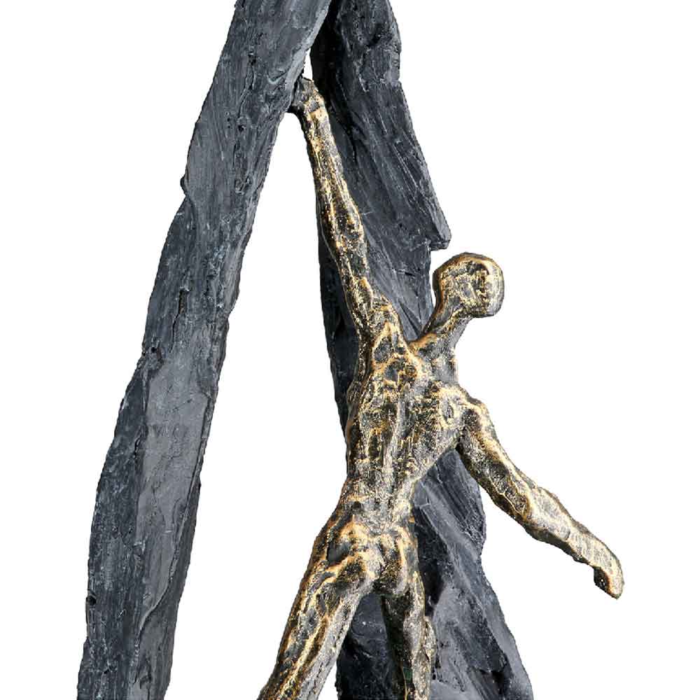 Carnation Poly Climber Person Sculpture In Bronze And Grey