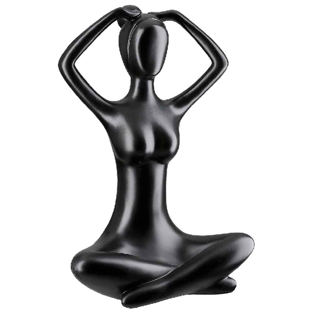Carnation Poly Set Of 2 Woman Meditation Sculpture In Matt Black