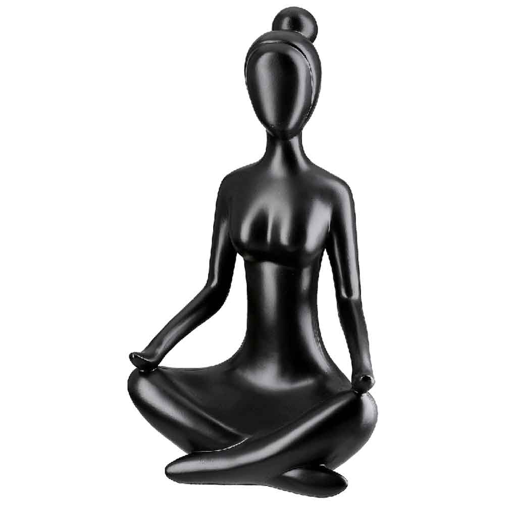 Carnation Poly Set Of 2 Woman Meditation Sculpture In Matt Black